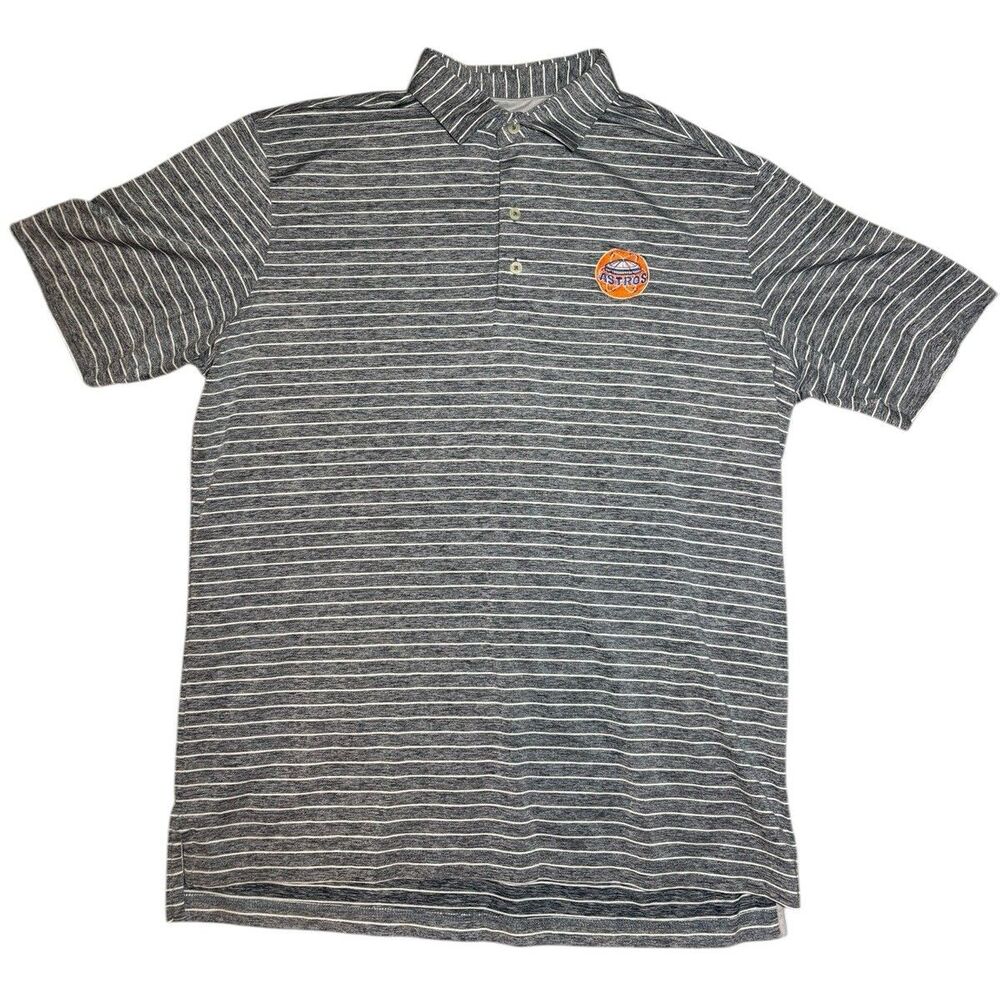 Johnnie-O Houston Astros Shirt Men L Grey Polo Performance Embroidered Baseball